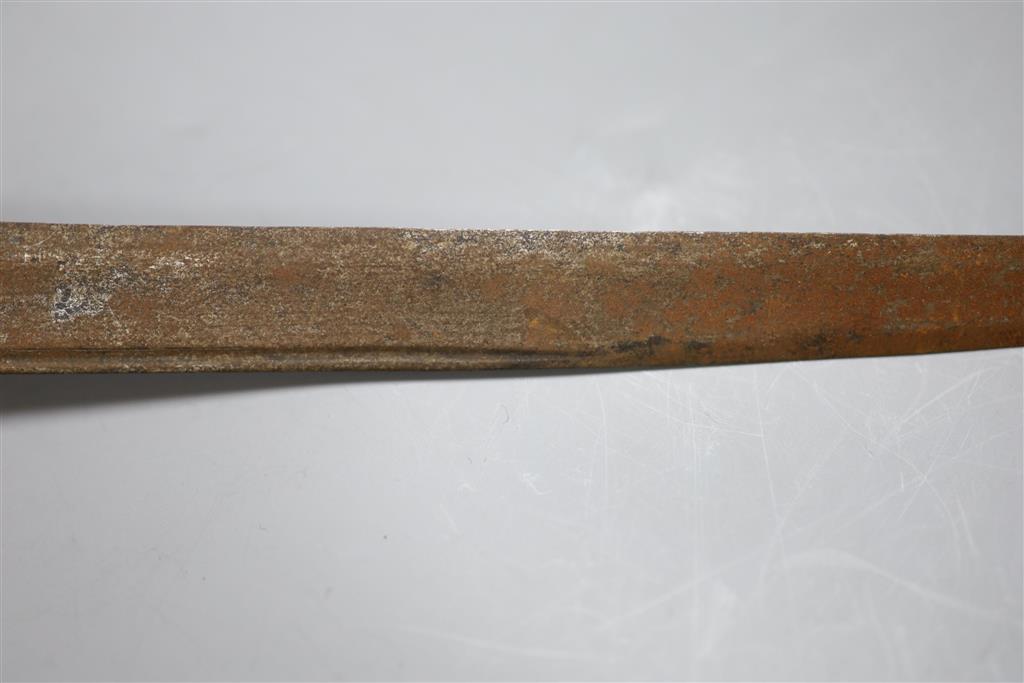 An 18th/19th century German hanger blade, overall length 45cm, and another dagger with horn mounted handle